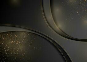 Black waves and golden lines abstract background vector