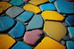 vibrant and textured surface of multicolored stones photo