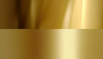 Texture of metallic corrugated old golden shiny background, smooth surface design. AI generated. photo