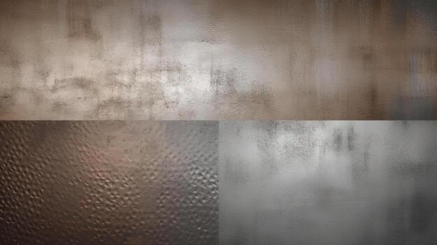 Set texture group of metallic gradient steel shiny background silver gold color. AI generated. photo