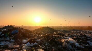 Utilization of garbage, waste. Ecological concept of separate collection. AI generated. photo
