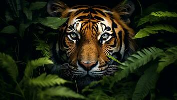 Portrait of a tiger in the jungle. Close-up. photo