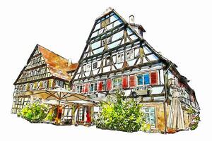 Kloster maulbronn germany watercolor hand drawn illustration isolated on white background vector