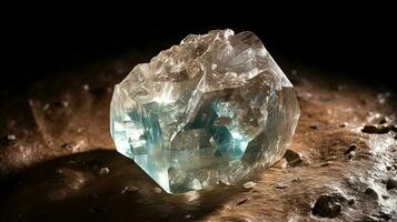 Diamond is rare precious natural geological stone on gradient background in low key, isolate. AI generated. photo