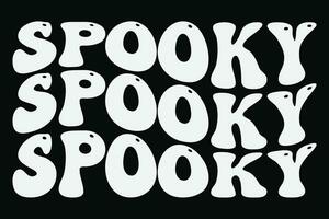 Spooky Funny Groovy Wavy Halloween T-Shirt Design vector