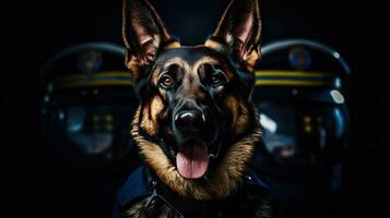 A smart police dog. Police dog. Sniffer Dog. Generative Ai photo