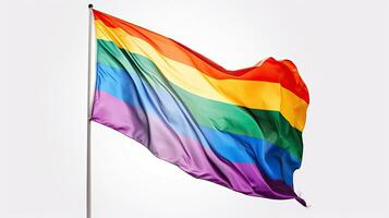 arco iris gay bandera en blanco antecedentes. arco iris gay bandera. generativo ai foto
