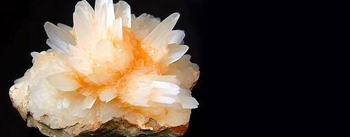 Calcite is rare precious natural geological stone on gradient background in low key, isolate. AI generated. photo