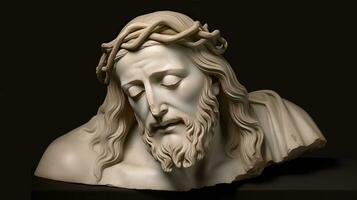 Jesus Christ christian catholic god, religious symbol of savior close-up. AI generated. photo