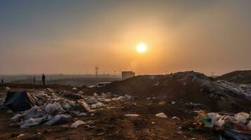 Utilization of garbage, waste. Ecological concept of separate collection. AI generated. photo