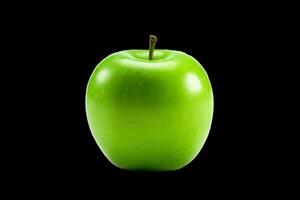 A perfectly fresh green apple is captured on a transparent background, with a full depth of field and a clipping path. photo