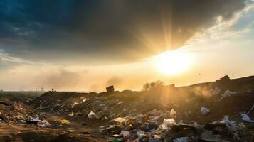 Utilization of garbage, waste. Ecological concept of separate collection. AI generated. photo