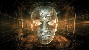 Digital technologies of the future. Communications of artificial intelligence. AI generated. photo