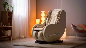 A Modern massage chair in the living room. electric massage chair. Generative Ai photo