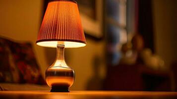 a table lamp spending warm light. Idea for interior design. Generative Ai photo