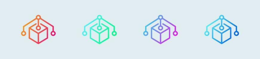 Blockchain line icon in gradient colors. Crypto signs vector illustration.