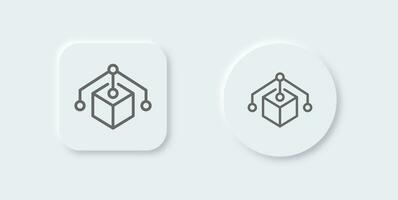 Blockchain line icon in neomorphic design style. Crypto signs vector illustration.