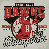 halcones deporte club Clásico camisa en retro estilo vector