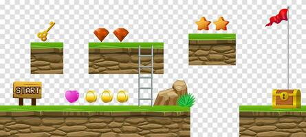 Cartoon game platform Isolated with Asset and levels vector