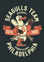 Seagulls Baseball Sport Team Vintage Shirt in Retro Style vector