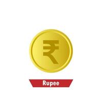 Gold rupee coin. Means of payment, global currency, world economics, finances and investment concept. Isolated vector illustration.