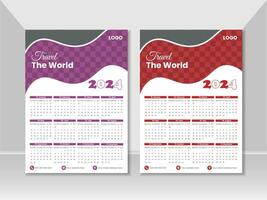 2024 Wall Calendar Design, Wall Calender Design Template 2024, Simple, Clean, Wall Calender 2024, All In One. vector