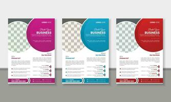 Three business brochure flyer design layout template A4, Abstract creative corporate and business flyer, Template vector design for Brochure, Flyer, Easy to use and edit.