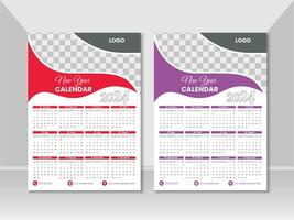 2024 Wall Calendar Design, Wall Calender Design Template 2024, Simple, Clean, Wall Calender 2024, All In One. vector