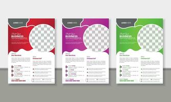 Three business brochure flyer design layout template A4, Abstract creative corporate and business flyer, Template vector design for Brochure, Flyer, Easy to use and edit.