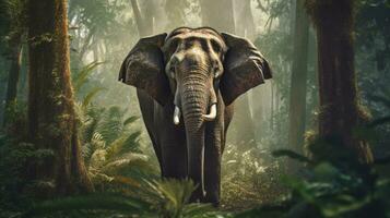 Animal. Thai elephant in the forest. Generative Ai. photo