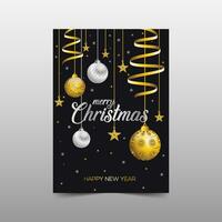 Christmas and New Year poster flyer template design vector