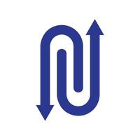 Letter NU Vector Up and Down Arrow Logo