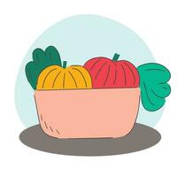 Harvest, pumpkin box. Agricultural autumn work. Flat isolated illustration vector