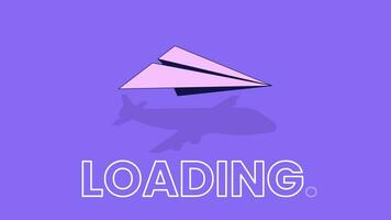 Flying paper airplane casting shadow line 2D loading animation. Paper plane flight animated cartoon linear object 4K video loader motion graphic. Goals achieving. Vision aircraft download process gif