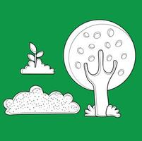 Tree Nature Garden Farm Cartoon Digital Stamp Outline vector