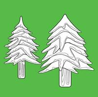 Pine Tree Forest Nature Cartoon Digital Stamp Outline vector