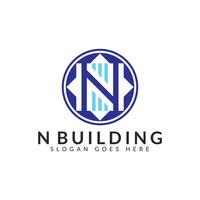 N Building letter logo. Suitable for real estate, mortgage, construction, architecture etc. vector