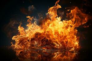 Isolated fiery flame white background AI Generated photo