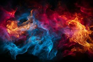 Black background with blue and red flames AI Generated photo