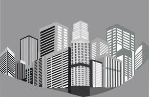 City downtown landscape with high skyscrapers and subway. Vector illustration Template.