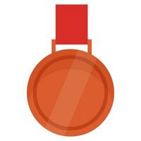 Bronze medal for third place blank with red ribbon vector