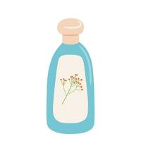 Skin care product illustration, body lotion, face toner and cream, liquid soap. Flat cosmetic object in tube isolated on white background vector