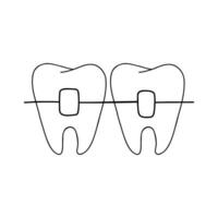 Tooth braces outline doodle icon. Dentistry, stomatology and dental care concept. Vector hand drawn sketch isolated on white background.