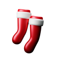 christmas 3d red stockings with mistletoe illustration png