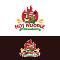 caliente picante fideos mie ramen logo diseño modelo vector