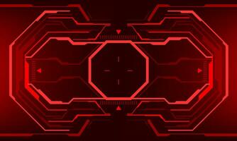 HUD sci-fi interface screen view red octagon geometric design virtual reality futuristic technology creative display vector
