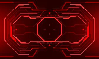 HUD sci-fi interface screen view red octagon geometric design virtual reality futuristic technology creative display vector