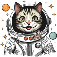 söt astronaut katt, söt djur- för t-shirt. png