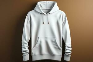 3D rendered Blank white hoodie template. Hoodie sweatshirt long sleeve with clipping path, hoody for design mockup AI Generated photo