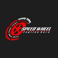 auto speed wheel sport racing logo design vector